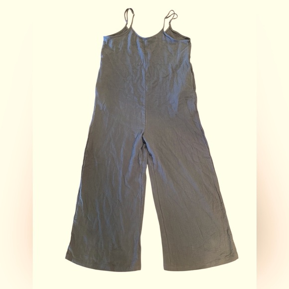 Hunter & Brown Wide Leg Jumpsuit Slate Gray Pull On Side Pockets Womens Size L - Picture 2 of 11